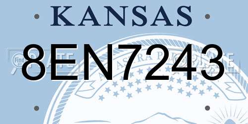 8EN7243 Kansas License Plate