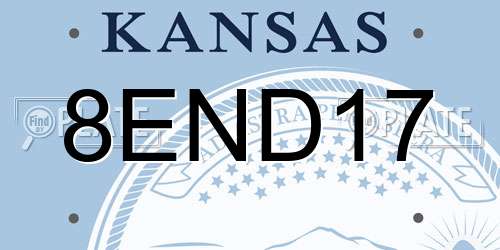 8END17 Kansas License Plate