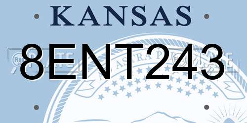 8ENT243 Kansas License Plate