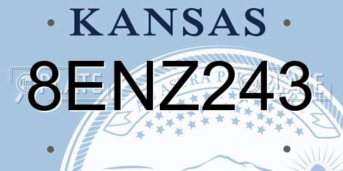 8ENZ243 Kansas License Plate
