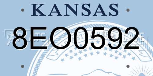 8EO0592 Kansas License Plate