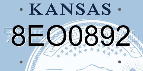 8EO0892 Kansas License Plate
