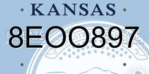 8EOO897 Kansas License Plate