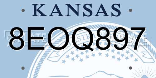 8EOQ897 Kansas License Plate