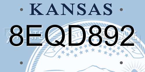 8EQD892 Kansas License Plate