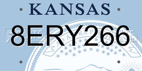 8ERY266 Kansas License Plate