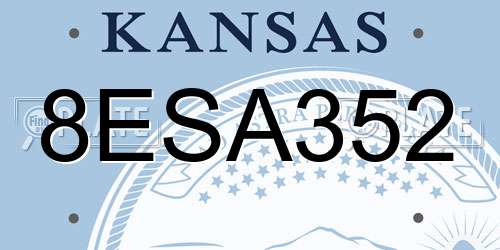 8ESA352 Kansas License Plate