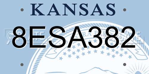 8ESA382 Kansas License Plate