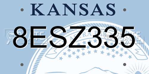 8ESZ335 Kansas License Plate