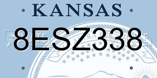 8ESZ338 Kansas License Plate