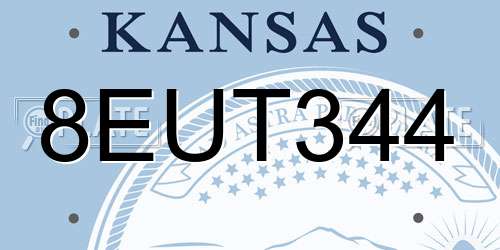 8EUT344 Kansas License Plate