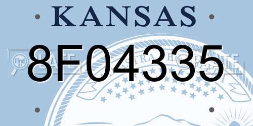 8F04335 Kansas License Plate