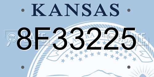 8F33225 Kansas License Plate