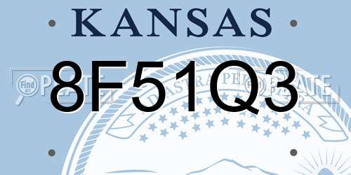 8F51Q3 Kansas License Plate