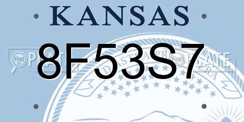 8F53S7 Kansas License Plate