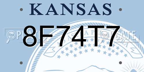 8F74T7 Kansas License Plate