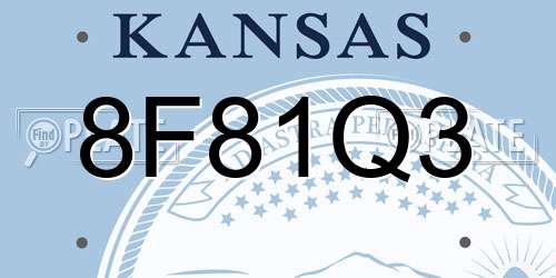 8F81Q3 Kansas License Plate