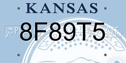 8F89T5 Kansas License Plate