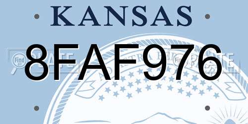 8FAF976 Kansas License Plate
