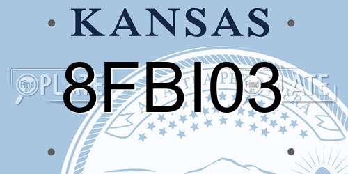 8FBI03 Kansas License Plate