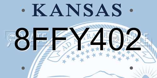 8FFY402 Kansas License Plate