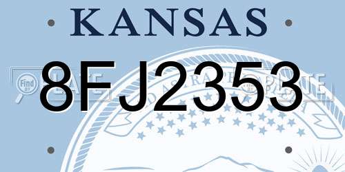 8FJ2353 Kansas License Plate