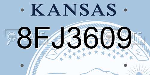 8FJ3609 Kansas License Plate