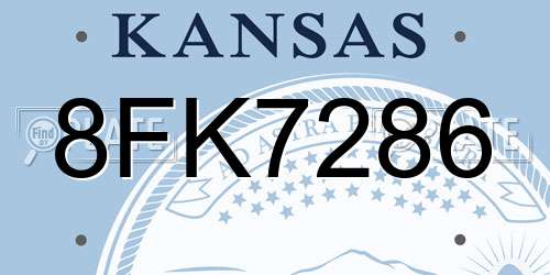 8FK7286 Kansas License Plate