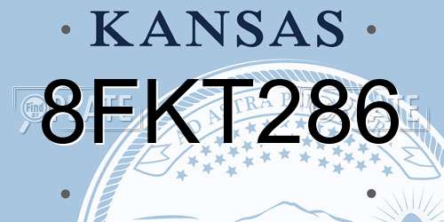 8FKT286 Kansas License Plate