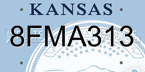 8FMA313 Kansas License Plate