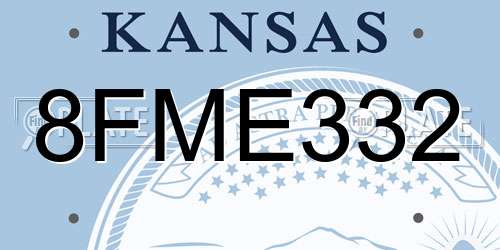 8FME332 Kansas License Plate