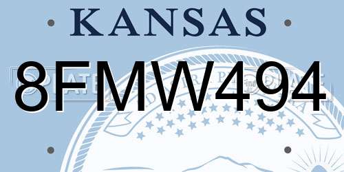 8FMW494 Kansas License Plate