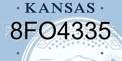 8FO4335 Kansas License Plate