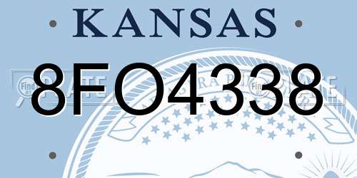 8FO4338 Kansas License Plate