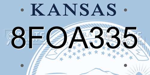 8FOA335 Kansas License Plate