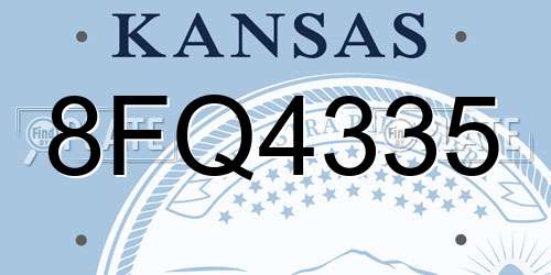 8FQ4335 Kansas License Plate
