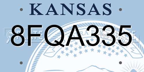 8FQA335 Kansas License Plate