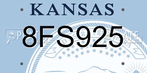 8FS925 Kansas License Plate