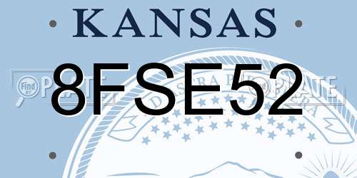 8FSE52 Kansas License Plate