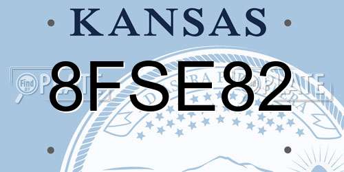 8FSE82 Kansas License Plate