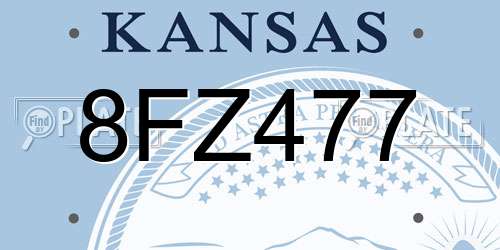 8FZ477 Kansas License Plate