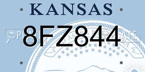 8FZ844 Kansas License Plate