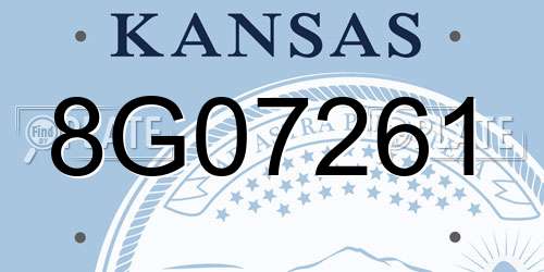 8G07261 Kansas License Plate