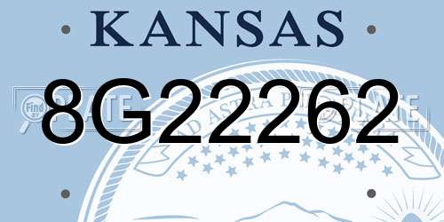 8G22262 Kansas License Plate