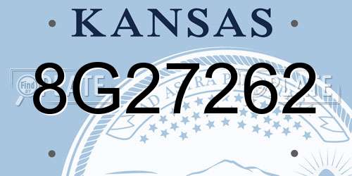 8G27262 Kansas License Plate