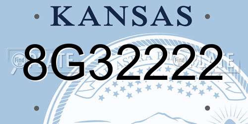 8G32222 Kansas License Plate