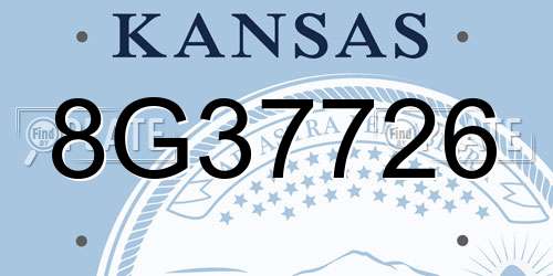 8G37726 Kansas License Plate