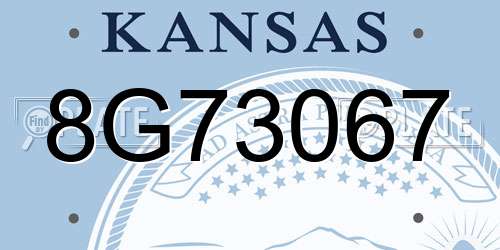 8G73067 Kansas License Plate