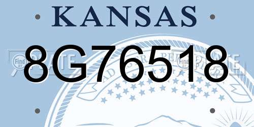 8G76518 Kansas License Plate