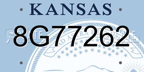 8G77262 Kansas License Plate